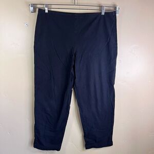 Eileen Fisher Womens Black Pants Side Zip Tapered Straight Leg Size Large Career